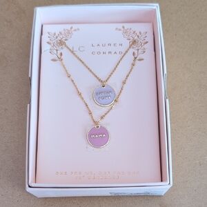 LC Lauren Conrad Gold Necklace with Pink Pendants